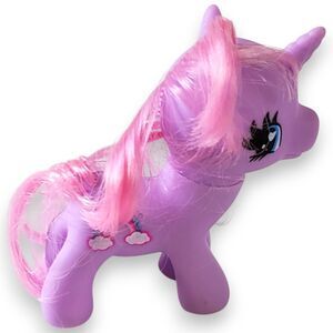 Vintage Gi-Go Babies Unicorn Pony Figure Purple w/ Pink Hair & Rainbow Mark